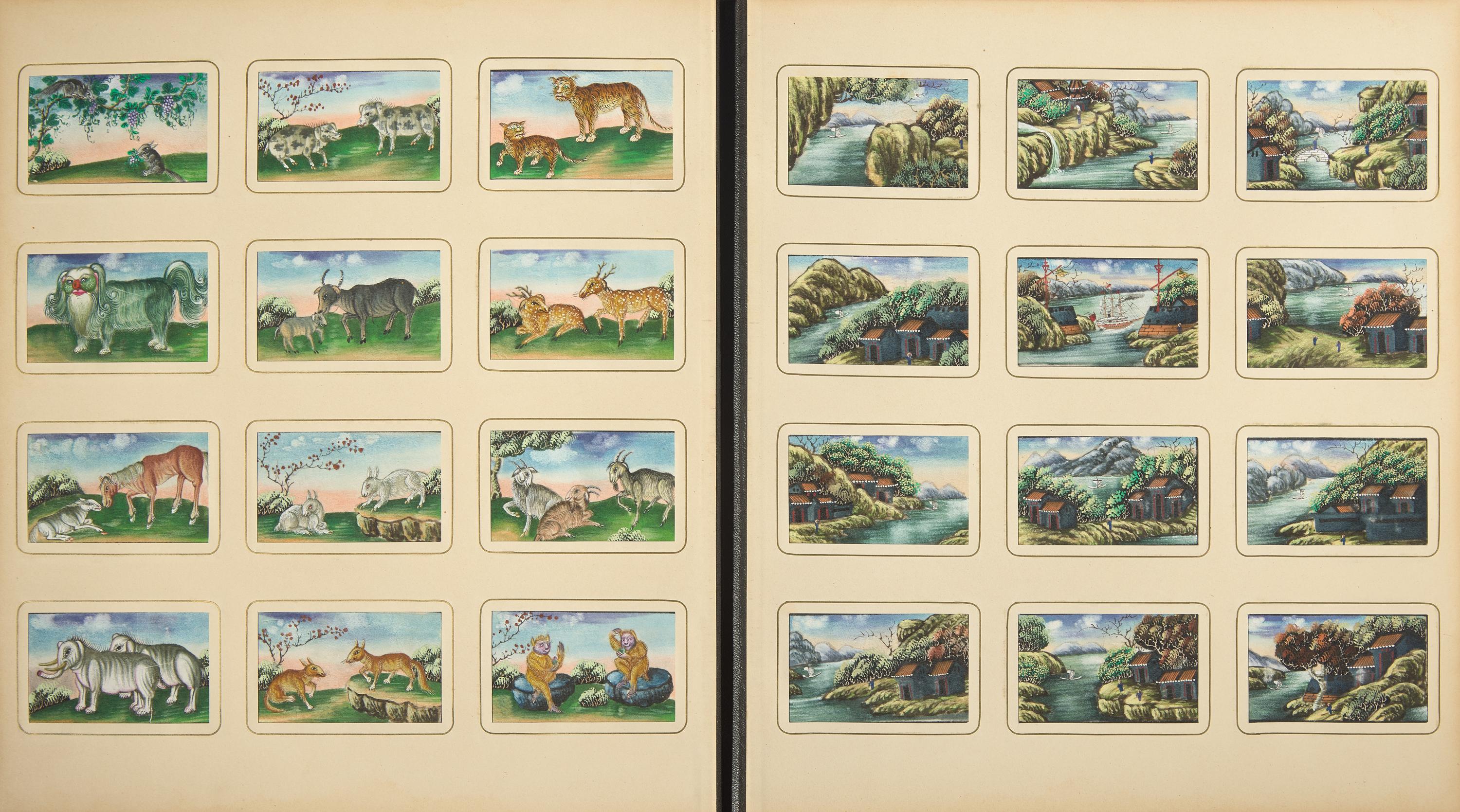 A Rare Album of 635 Chinese Export Miniature Pith Paintings, Second Half 19th Century 清晚期 外銷中國風情通草畫冊（通草畫共計635幅）
