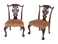 A Set of Ten George III Style Mahogany Dining Chairs in the Chippendale Taste