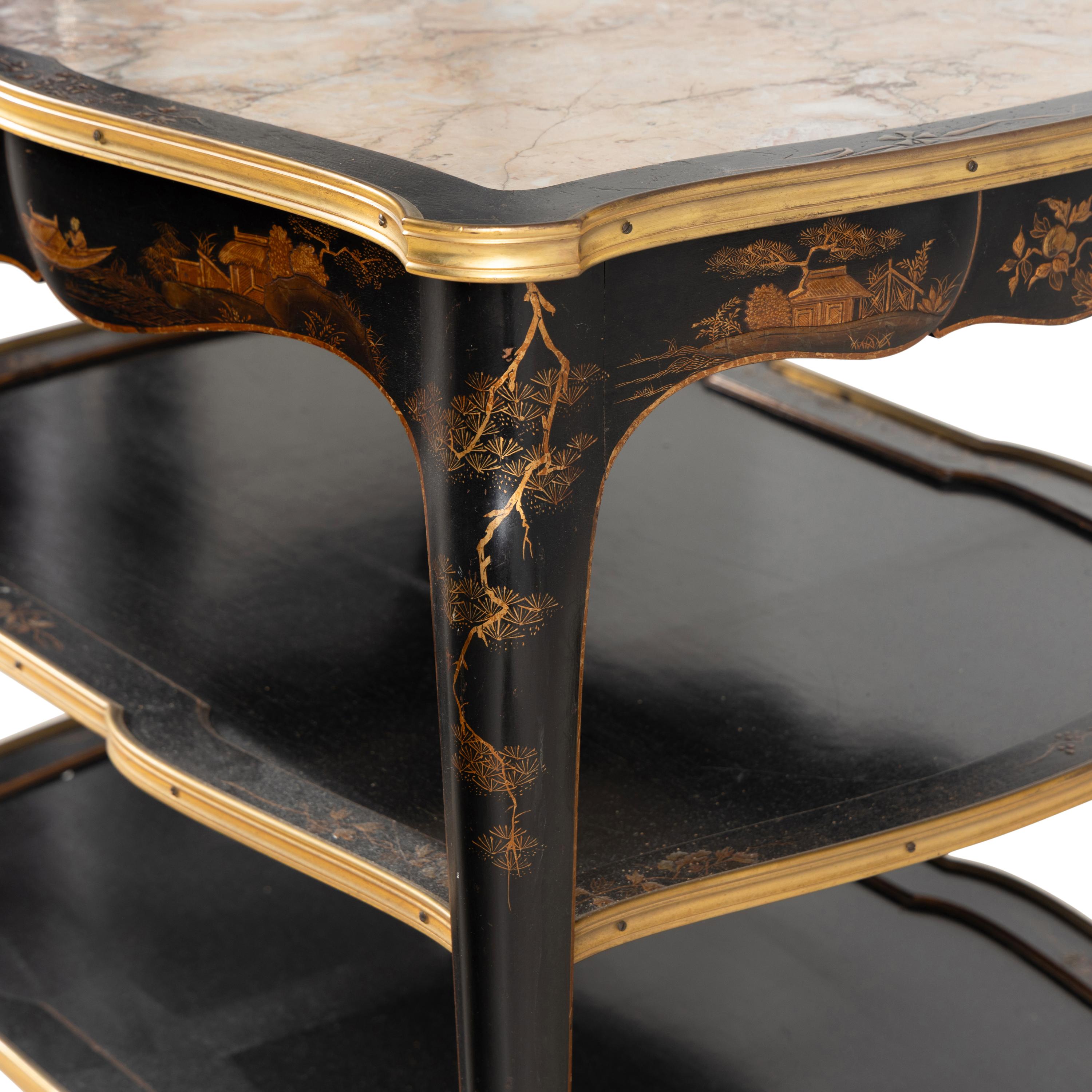 A Louis XV Style Black Lacquer and Gilt Bronze Mounted Table