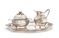 A German Silver Creamer and Sugar Set Height of first 3 1/4 inches. — 19TH/20TH CENTURY