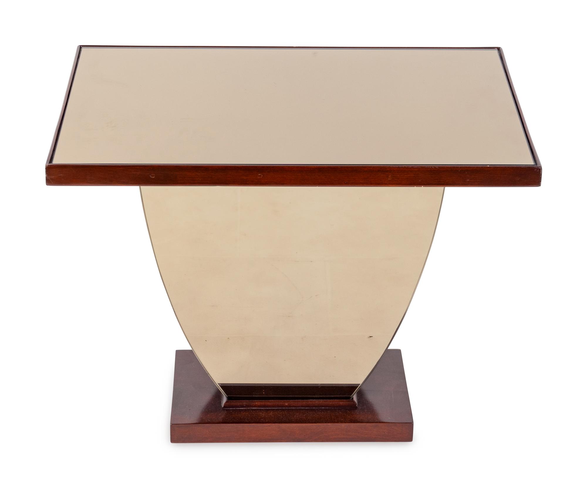 A Contemporary Brown Lacquer Tray Top Side Table — 21ST CENTURY