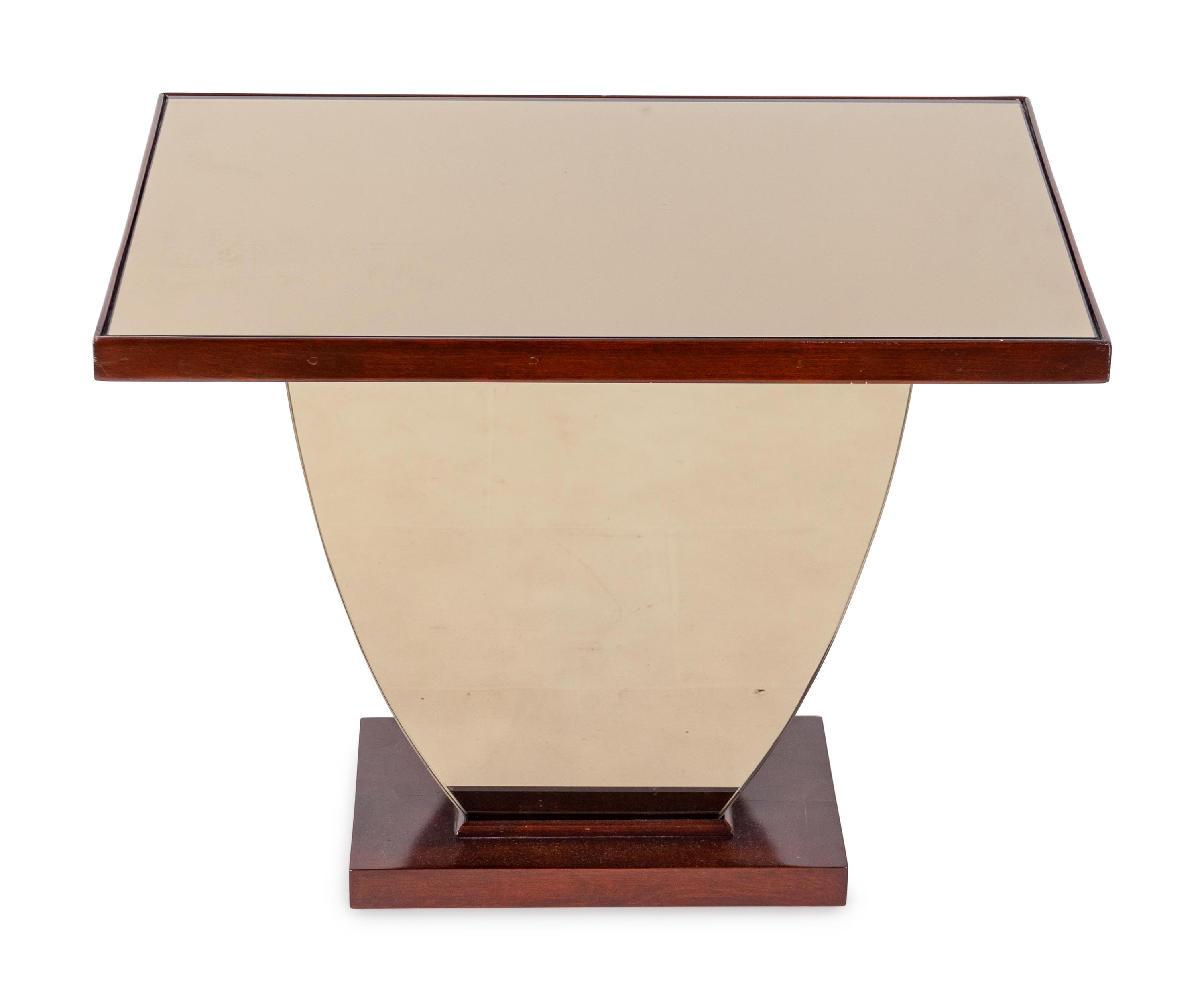 A Contemporary Brown Lacquer Tray Top Side Table — 21ST CENTURY