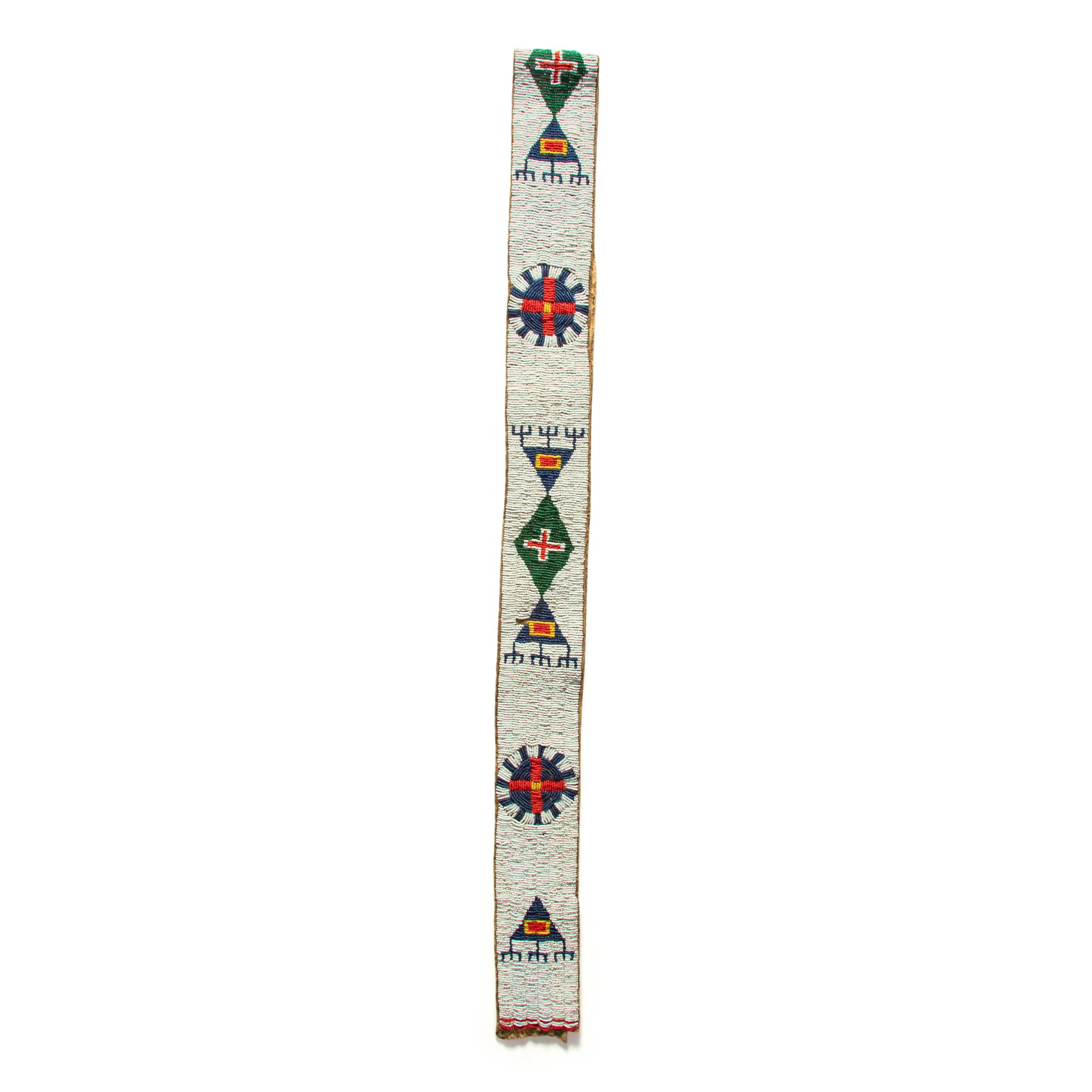 Sioux Beaded Buffalo Hide Blanket Strip