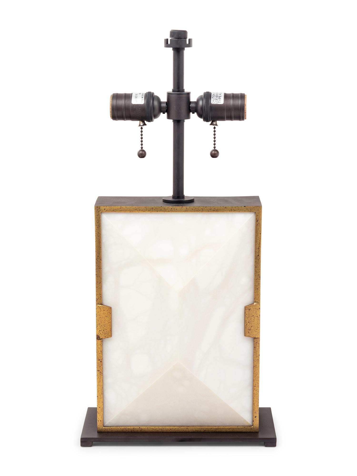 A Contemporary Brushed Metal Table Lamp