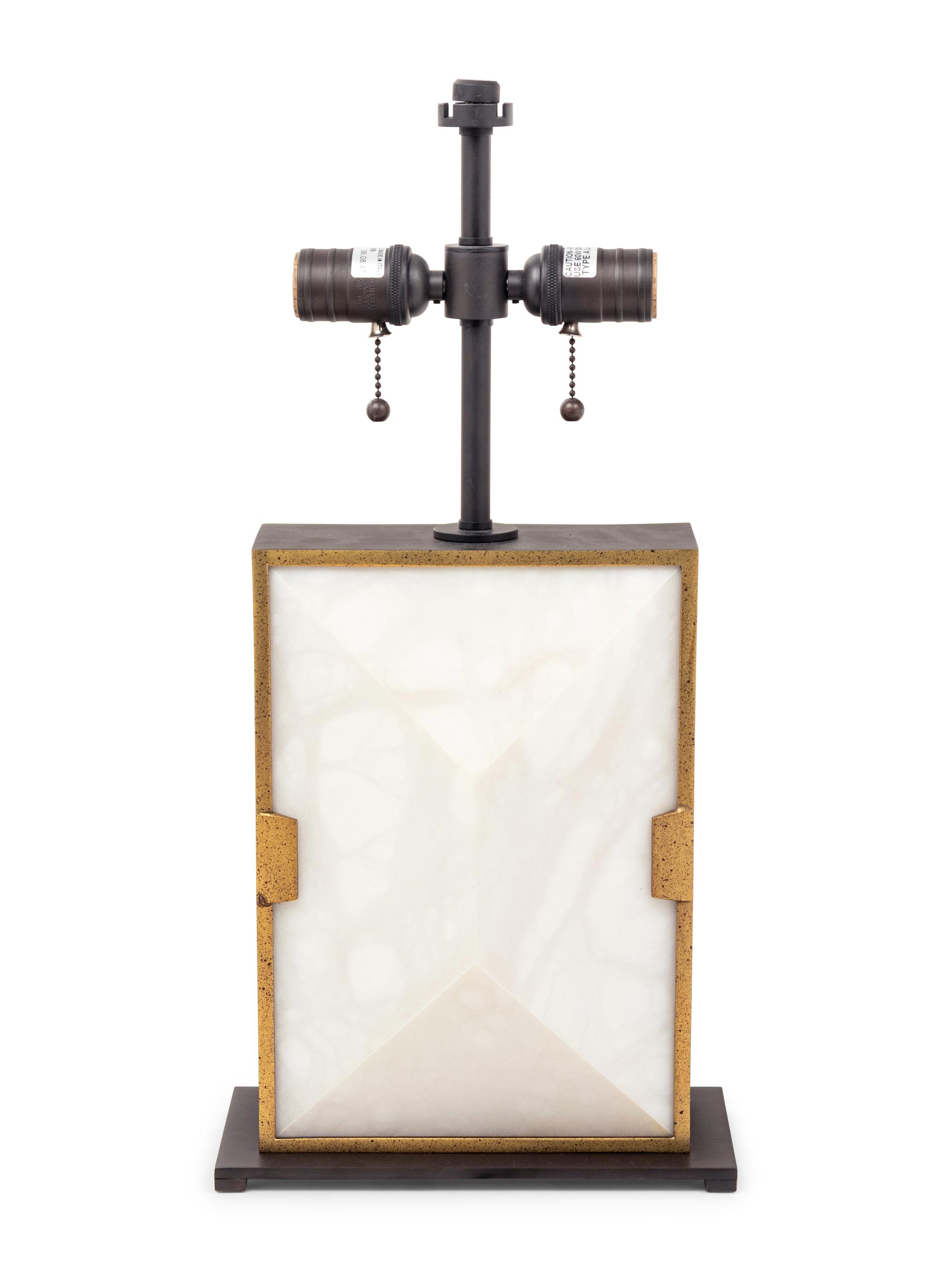 A Contemporary Brushed Metal Table Lamp