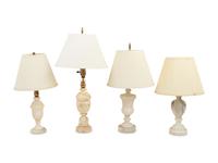 A Group of Four Italian Alabaster Lamps