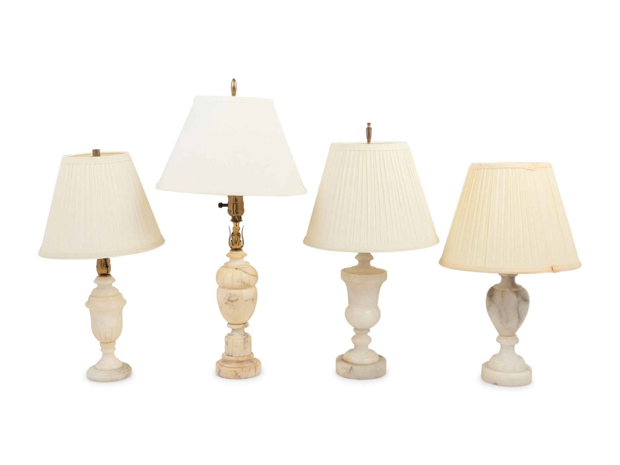 A Group of Four Italian Alabaster Lamps