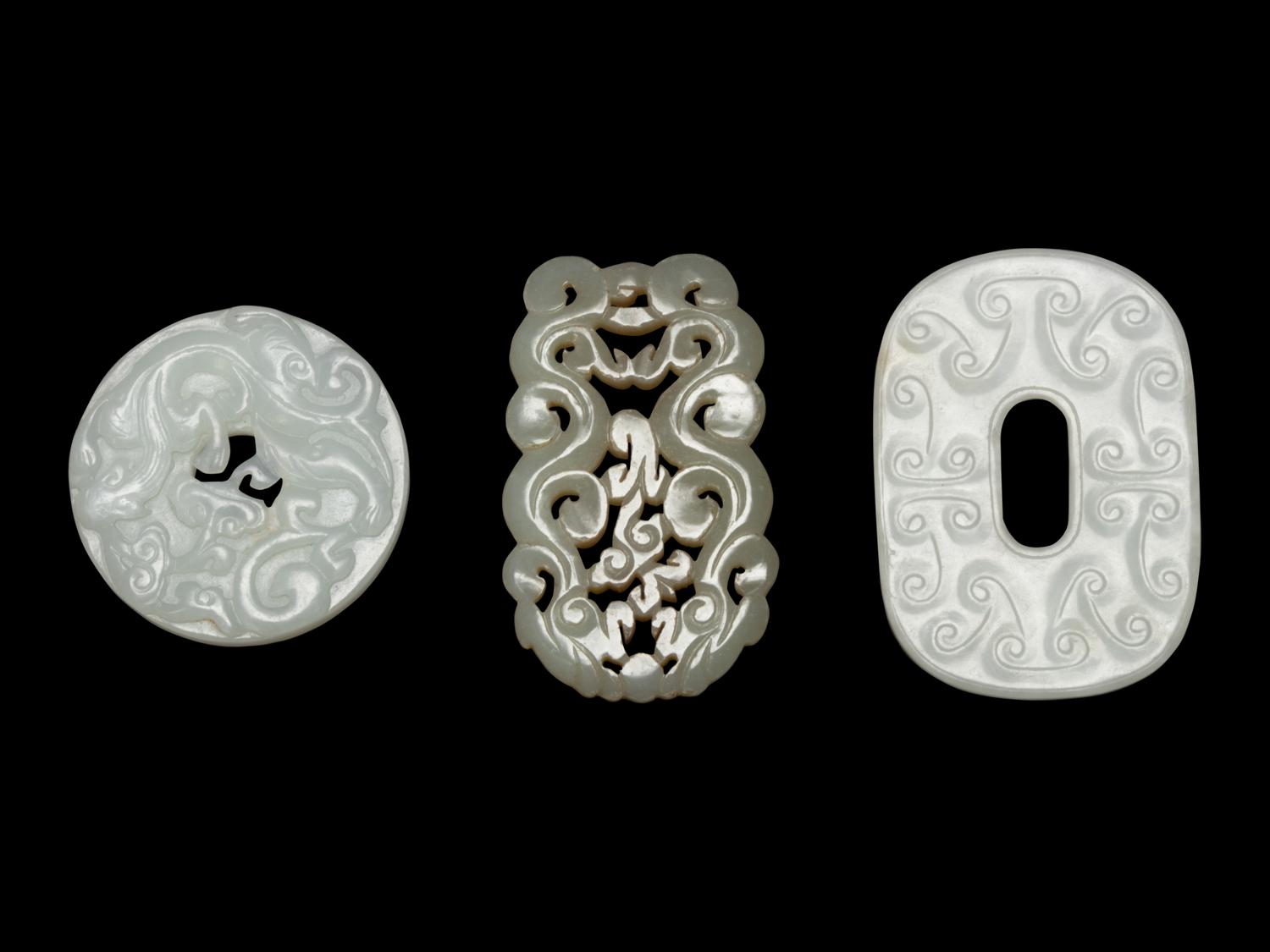 Three Chinese Jade Bi Disks