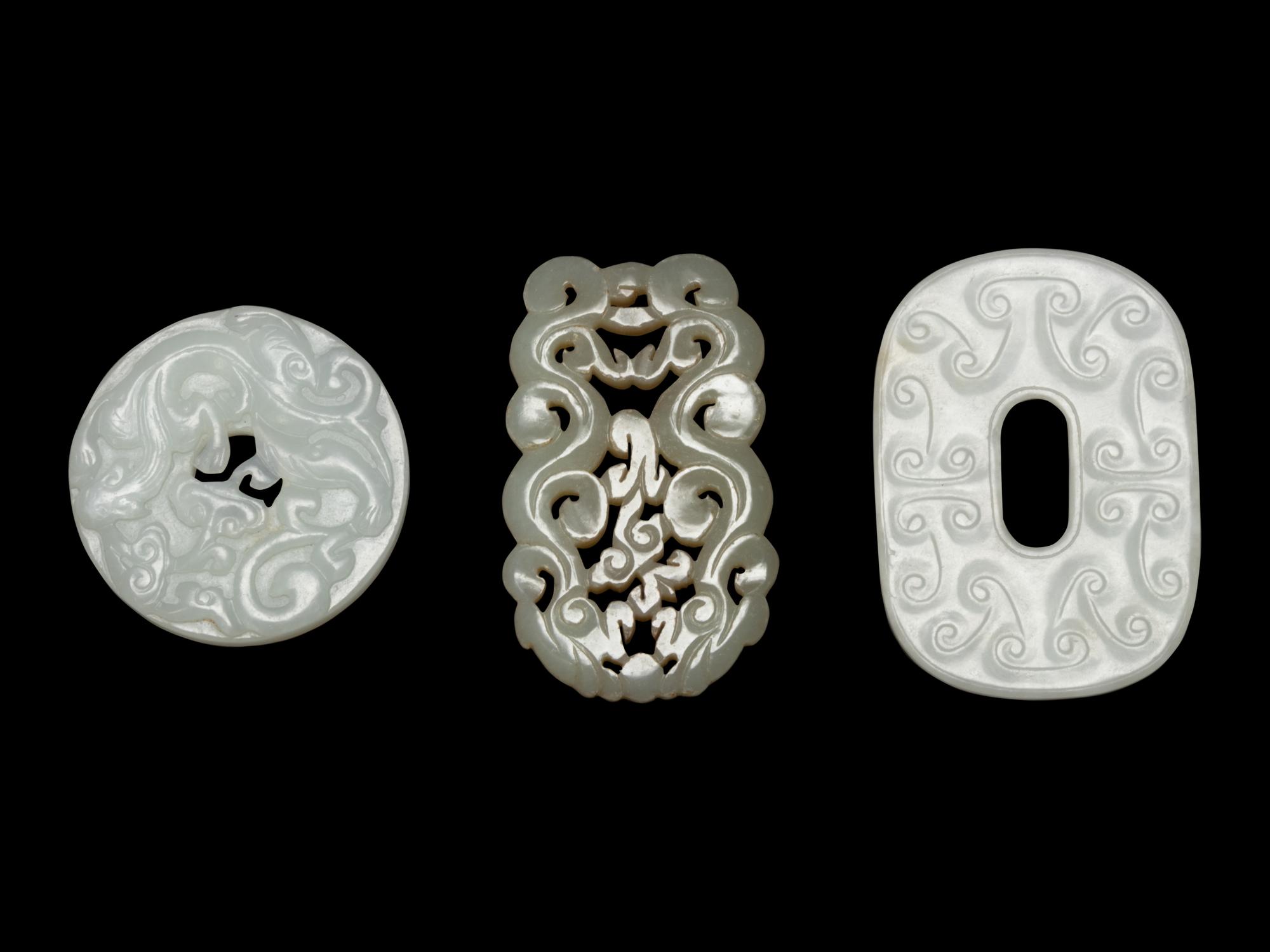 Three Chinese Jade Bi Disks
