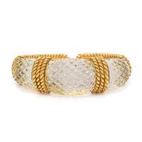 Sabbadini, Carved Rock Crystal Quartz and Yellow Gold Cuff Bracelet