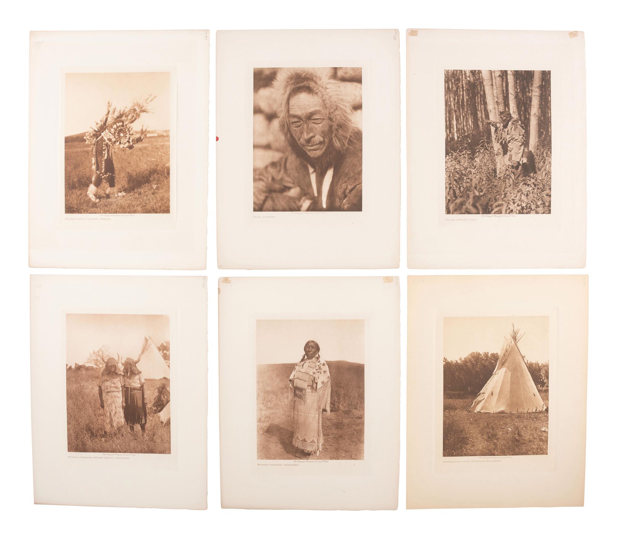 CURTIS, Edward (1868-1952), photographer. 19 photogravures of Native American subjects representing various tribes, incl. Cheyenne.
