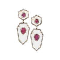 ROCK CRYSTAL, RUBY AND DIAMOND EARRINGS