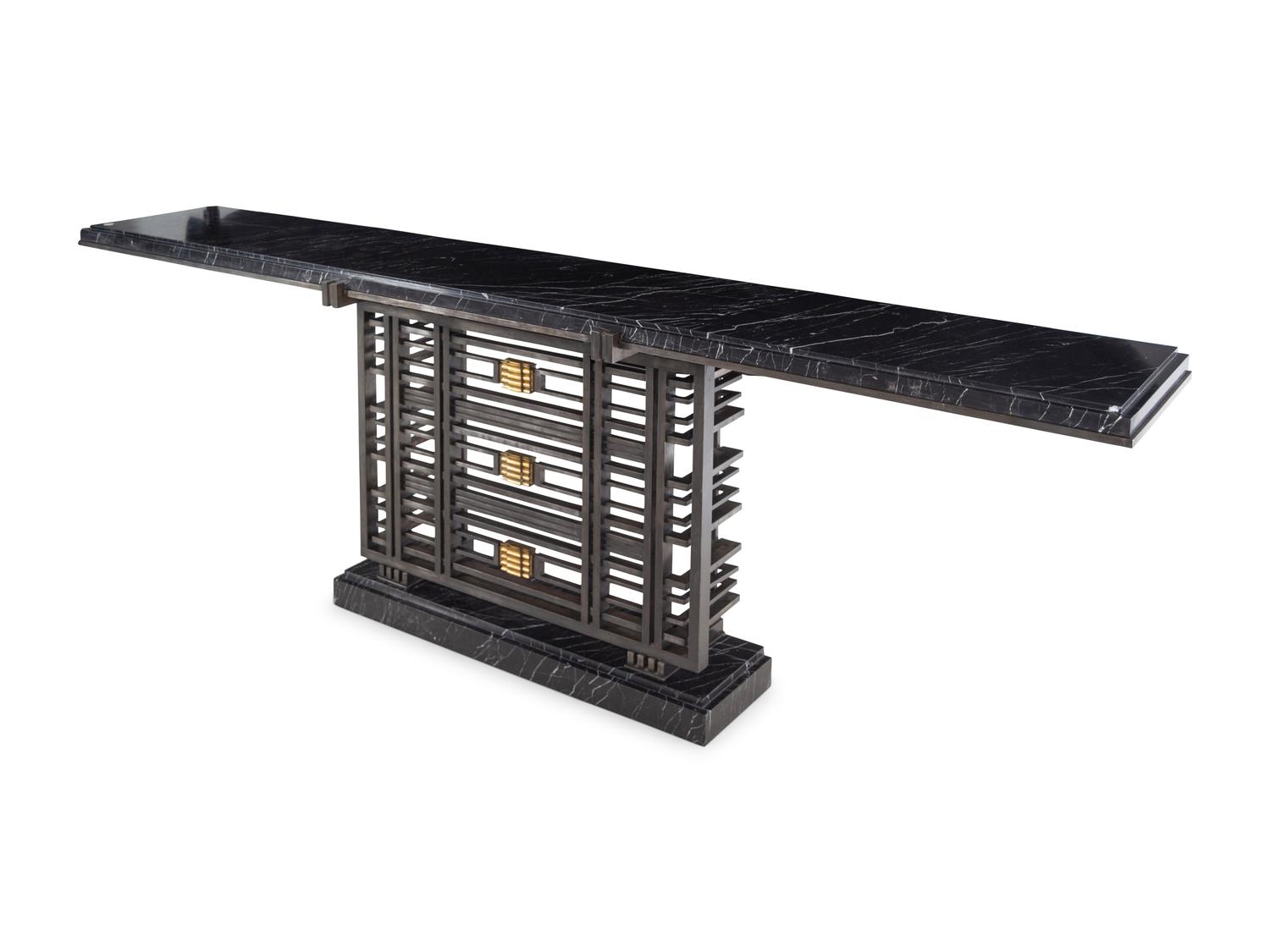 A French Steel and Marble Console Table