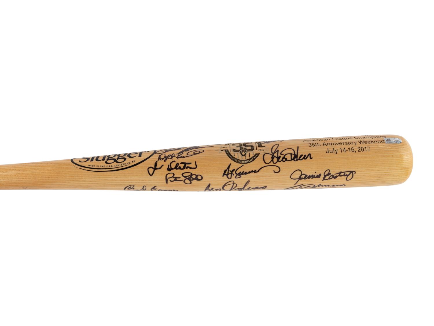 A 1982 Milwaukee Brewers American League Champions Team Signed Autograph Bat