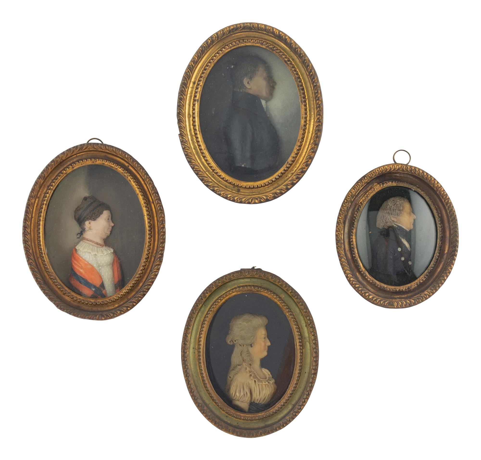 A Collection of Fourteen Wax and Two Paste Profile Busts