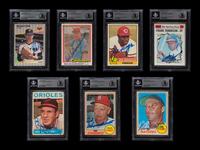 A Group of Seven Signed Autograph Hall of Fame Baseball Cards Including Nolan Ryan (Beckett Authentication Services BAS Certified),