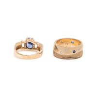 COLLECTION OF YELLOW GOLD, SAPPHIRE AND SYNTHETIC SAPPHIRE RINGS