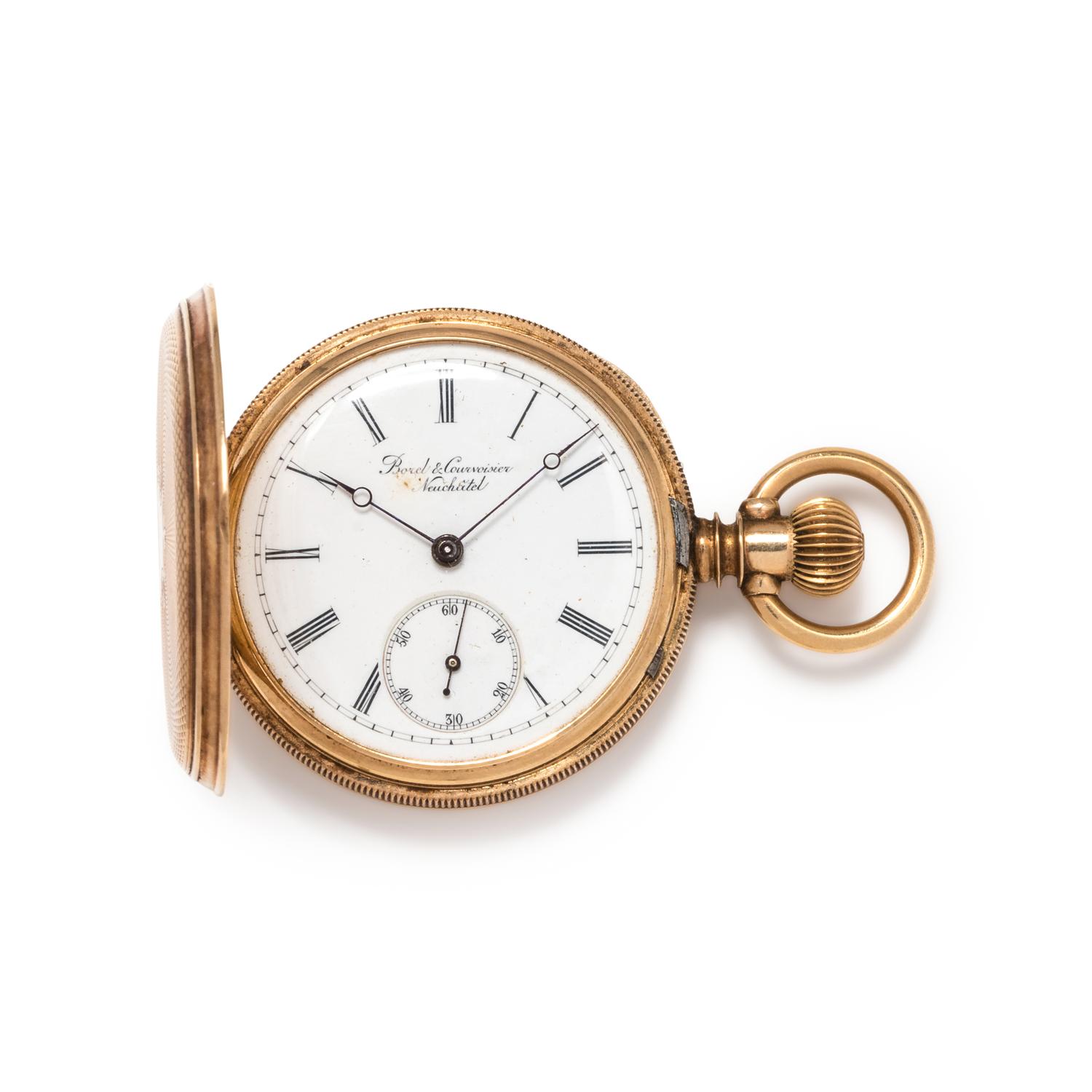 BOREL & COURVOISIER, 14K YELLOW GOLD HUNTER CASE POCKET WATCH