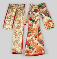 Two Japanese Embroidered Silk Kimono