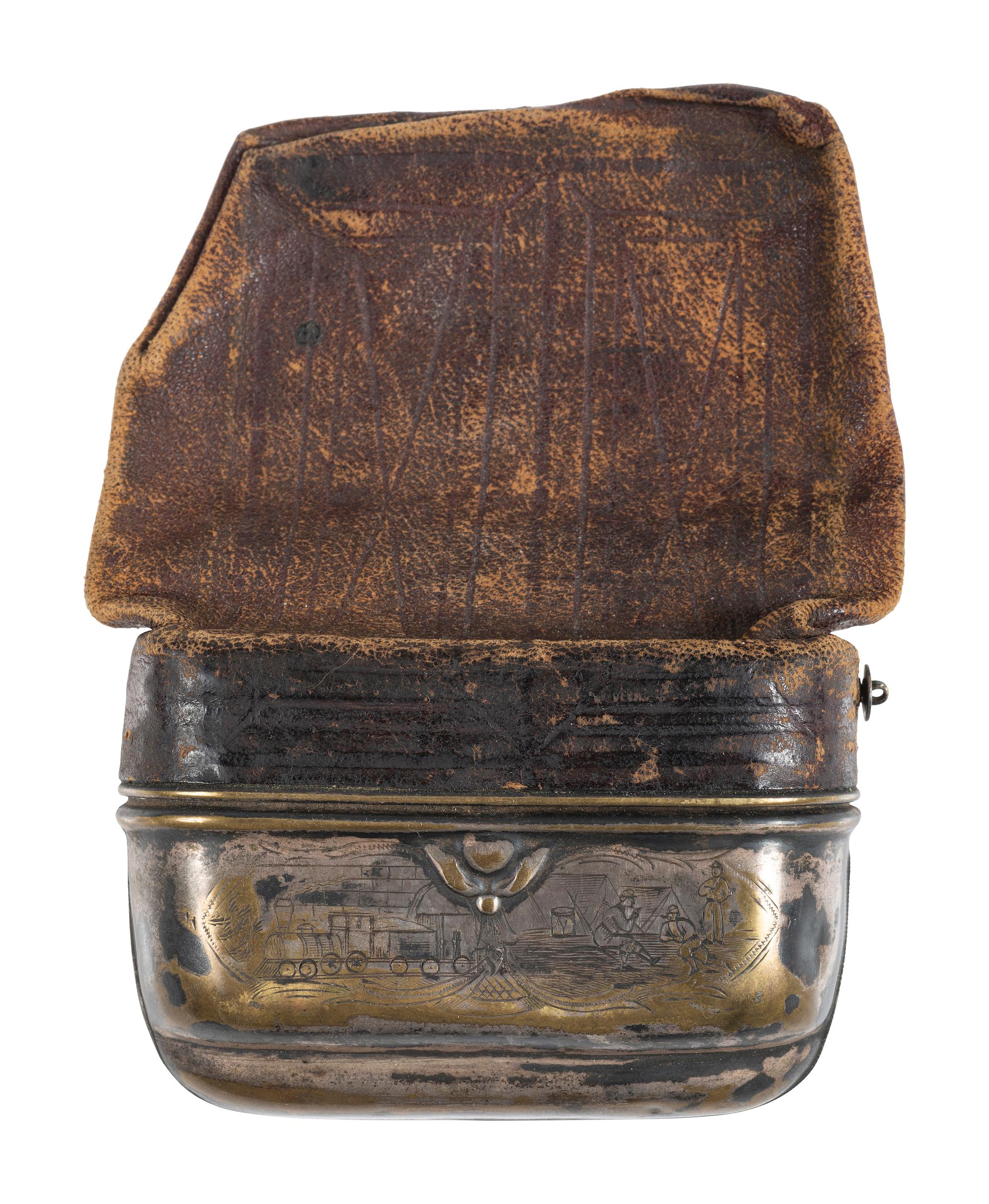 Civil War patriotic tobacco pouch. Manufactured by the Ridgewood MF Co., New York. Patented 20 May 1862.