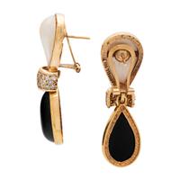 CHARLES KRYPELL, CULTURED MABE PEARL, DIAMOND AND ONYX CONVERTIBLE EARCLIPS