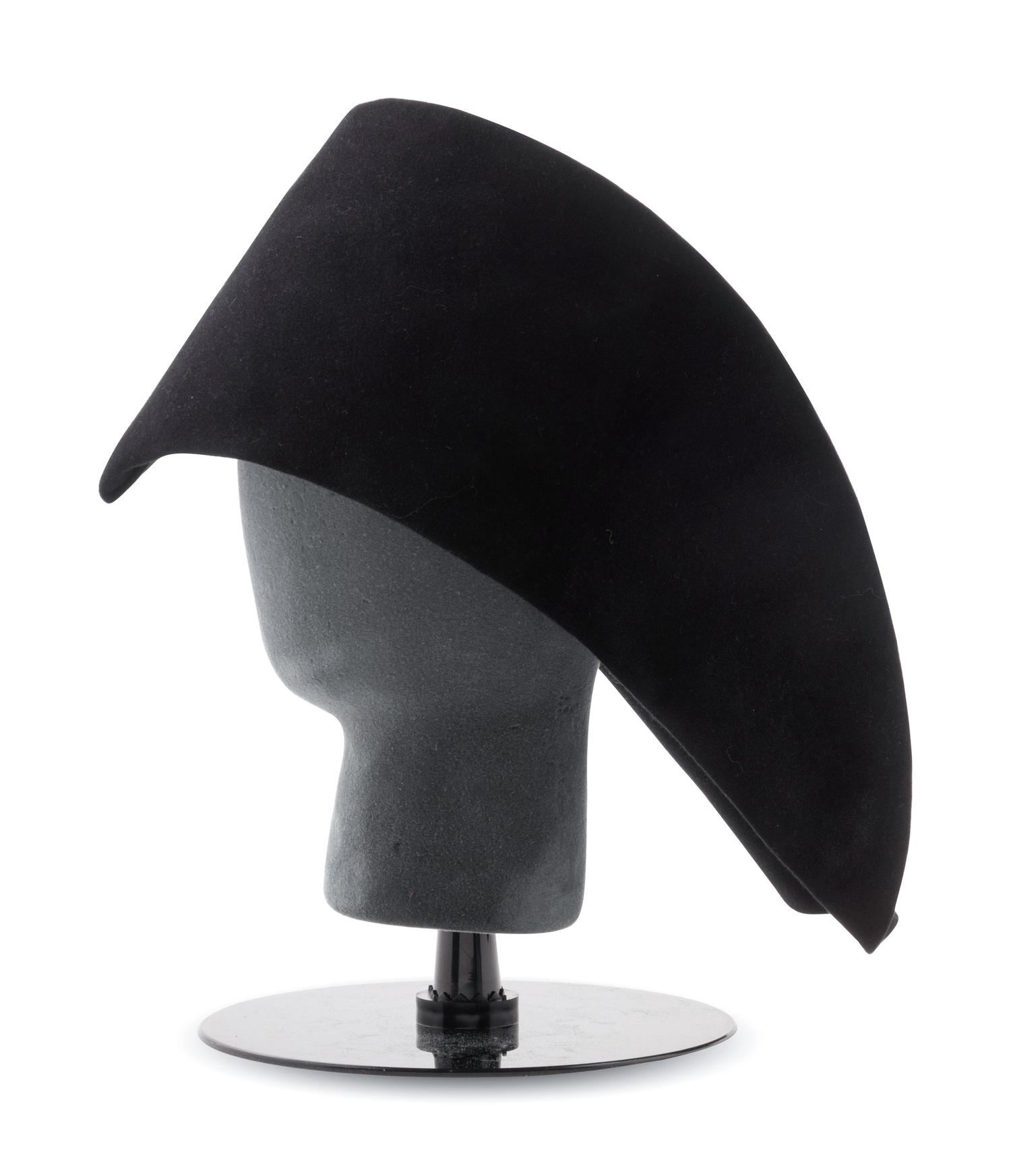 Two Pierre Cardin Black Felt Hats, 1960-70s