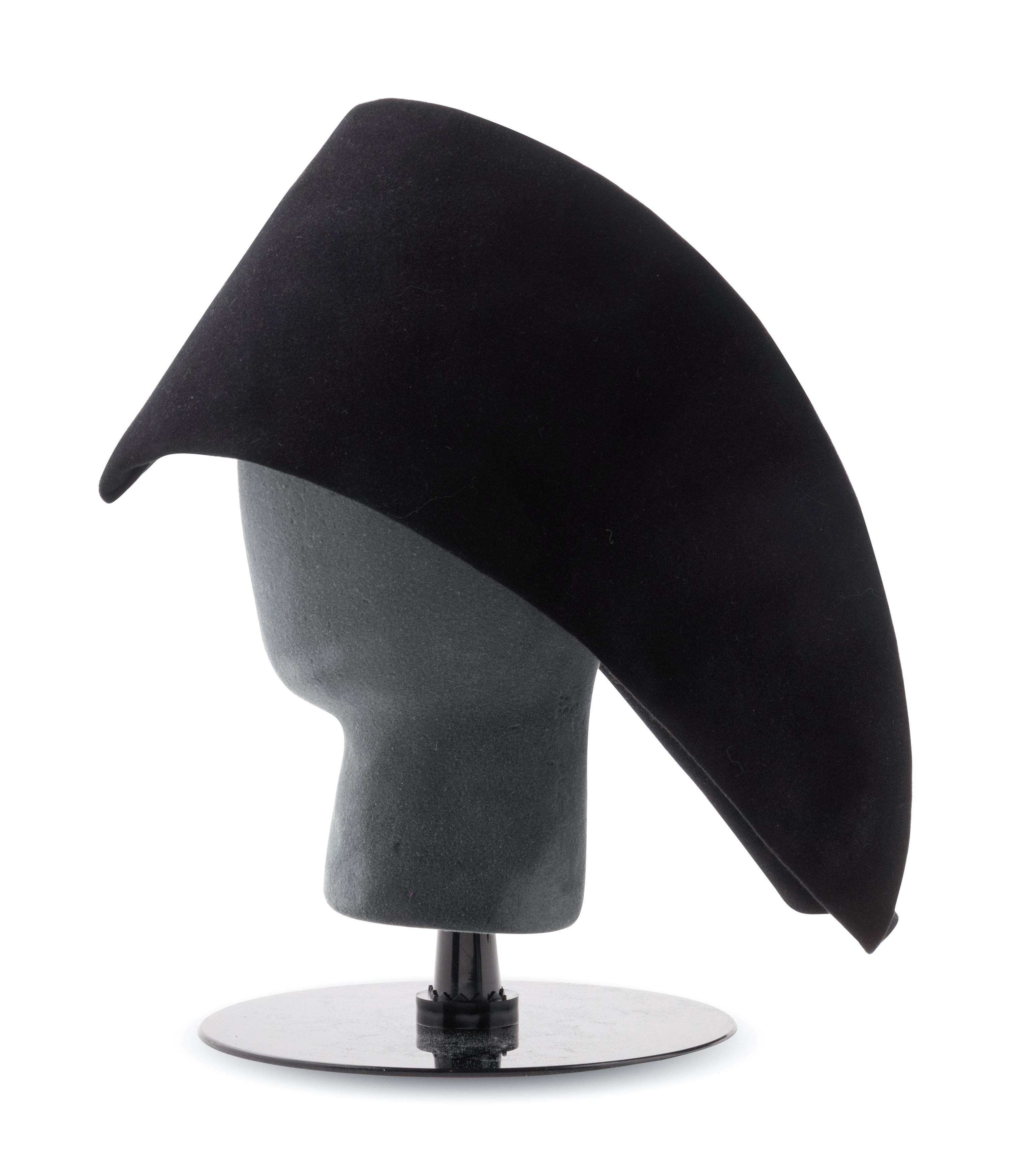 Two Pierre Cardin Black Felt Hats, 1960-70s