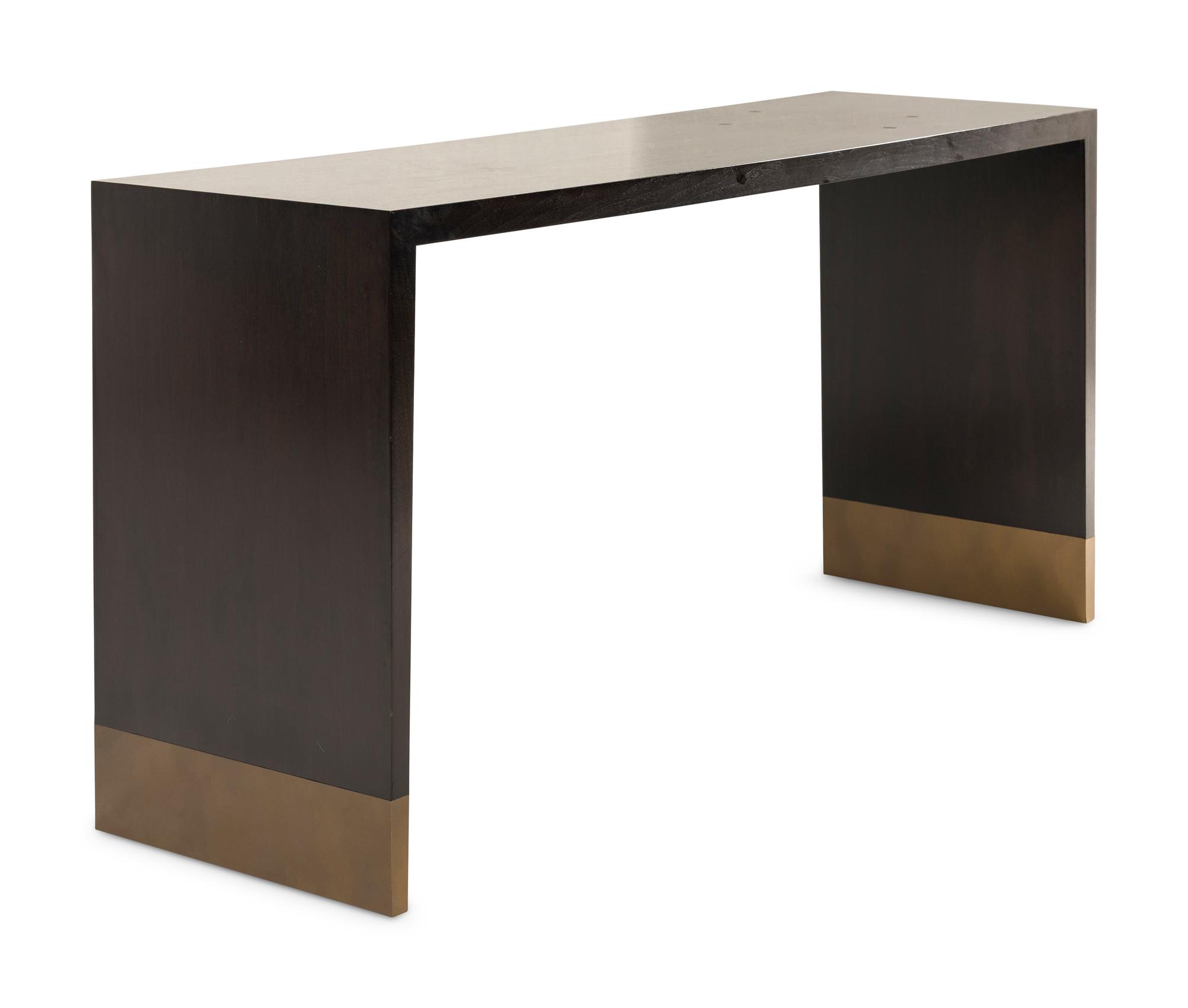 A Custom Mahogany and Brass Console Table