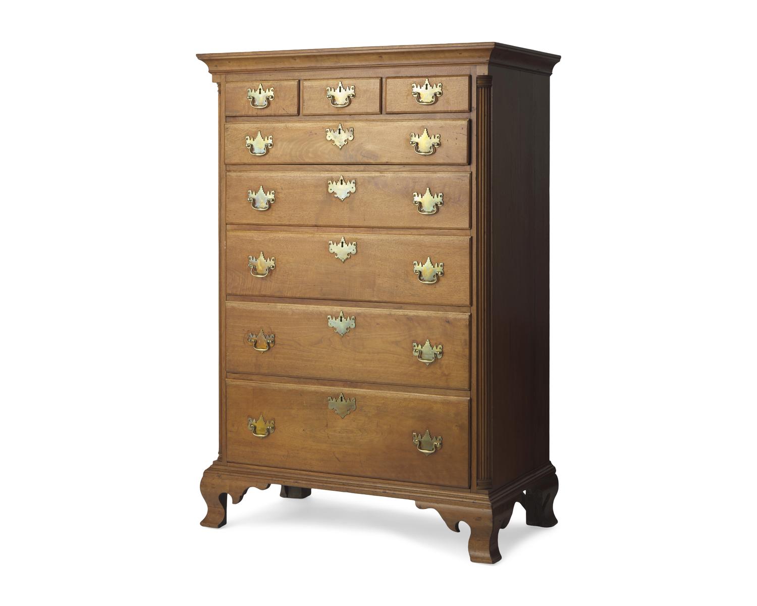 A Chippendale Walnut Tall Chest of Drawers, Southeastern Pennsylvania, Circa 1775