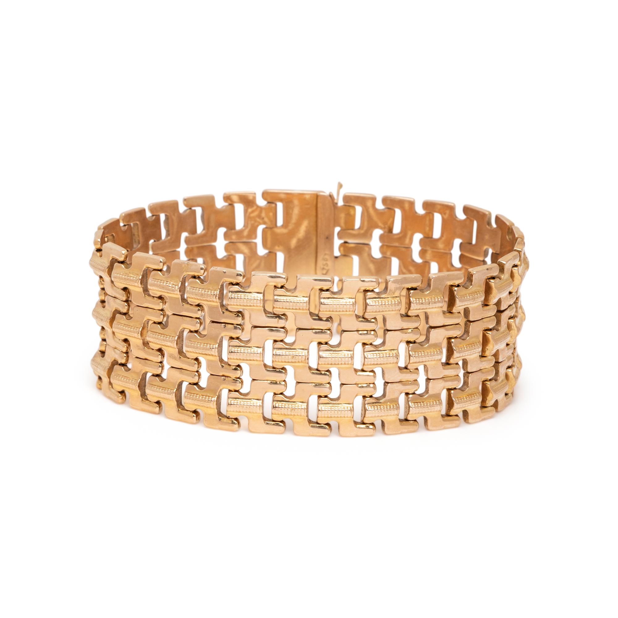 ITALIAN, YELLOW GOLD FANCY LINK BRACELET
