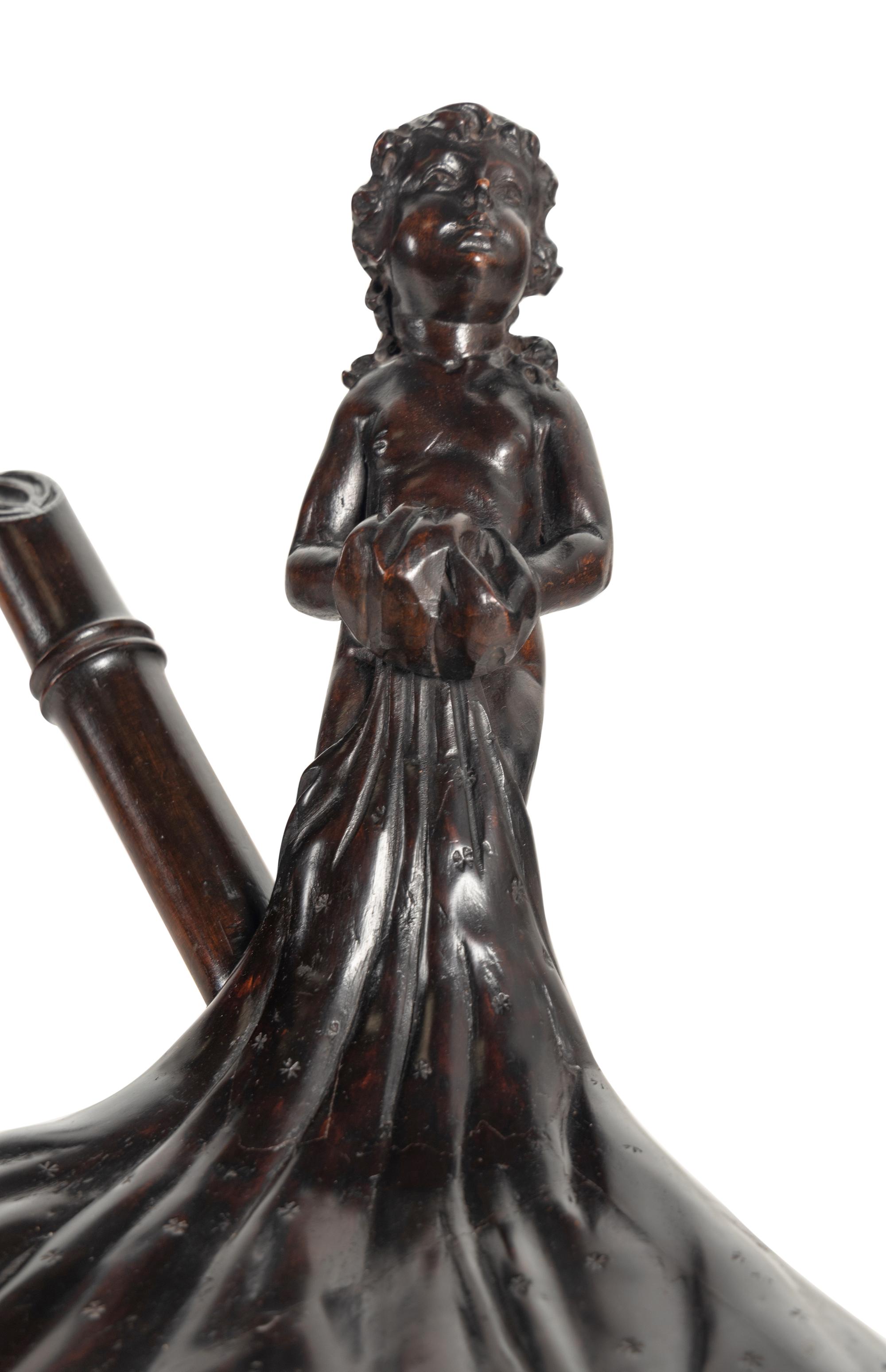 A Venetian Carved Walnut 'Fantasy' Ink Stand, Writing Desk and Bench