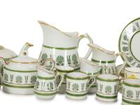 A Richard Ginori Porcleain Ercolano Green Pattern Partial Tea Service