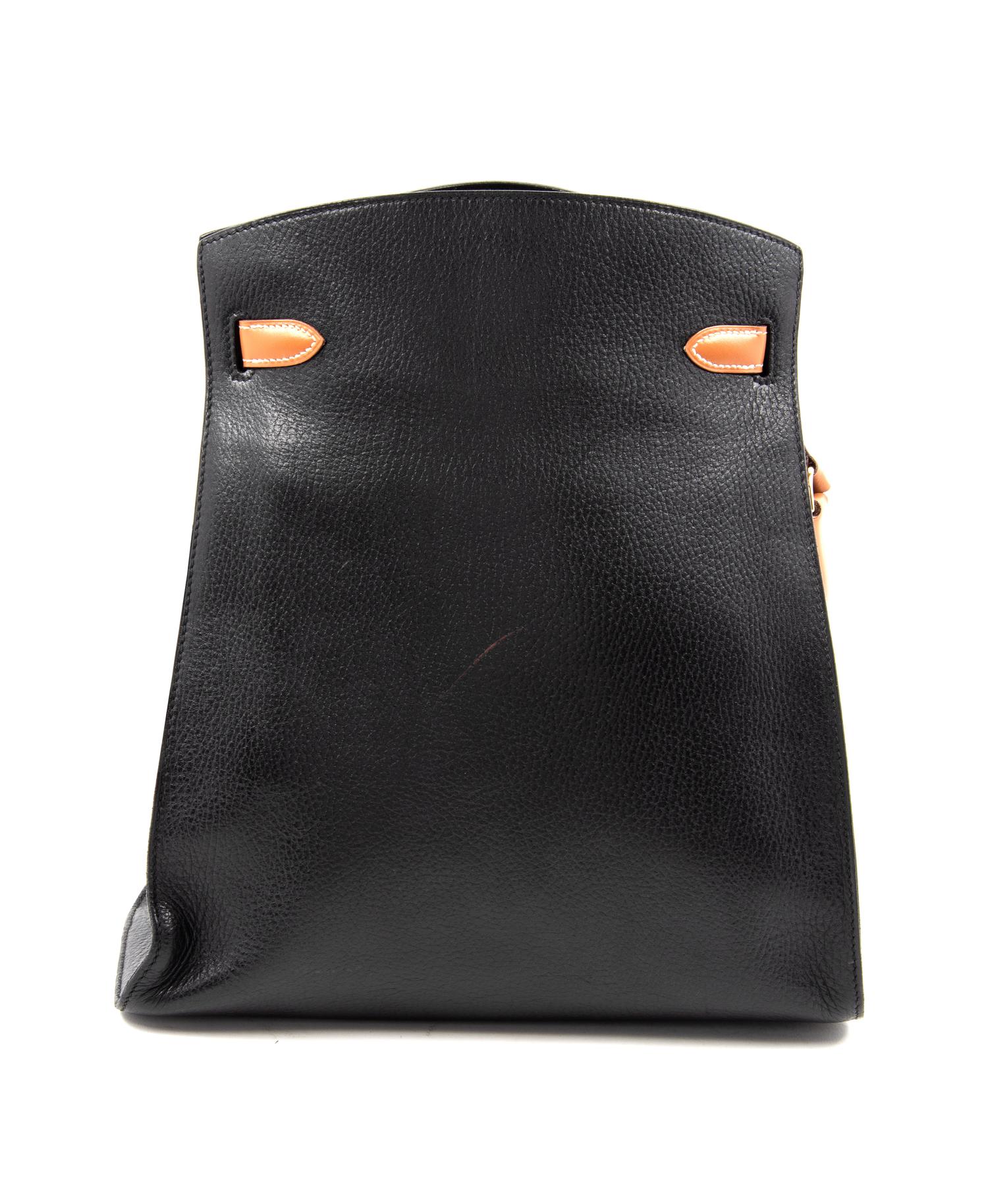 Hermès Black Leather Kelly Sport Bag, 30cm, 1986