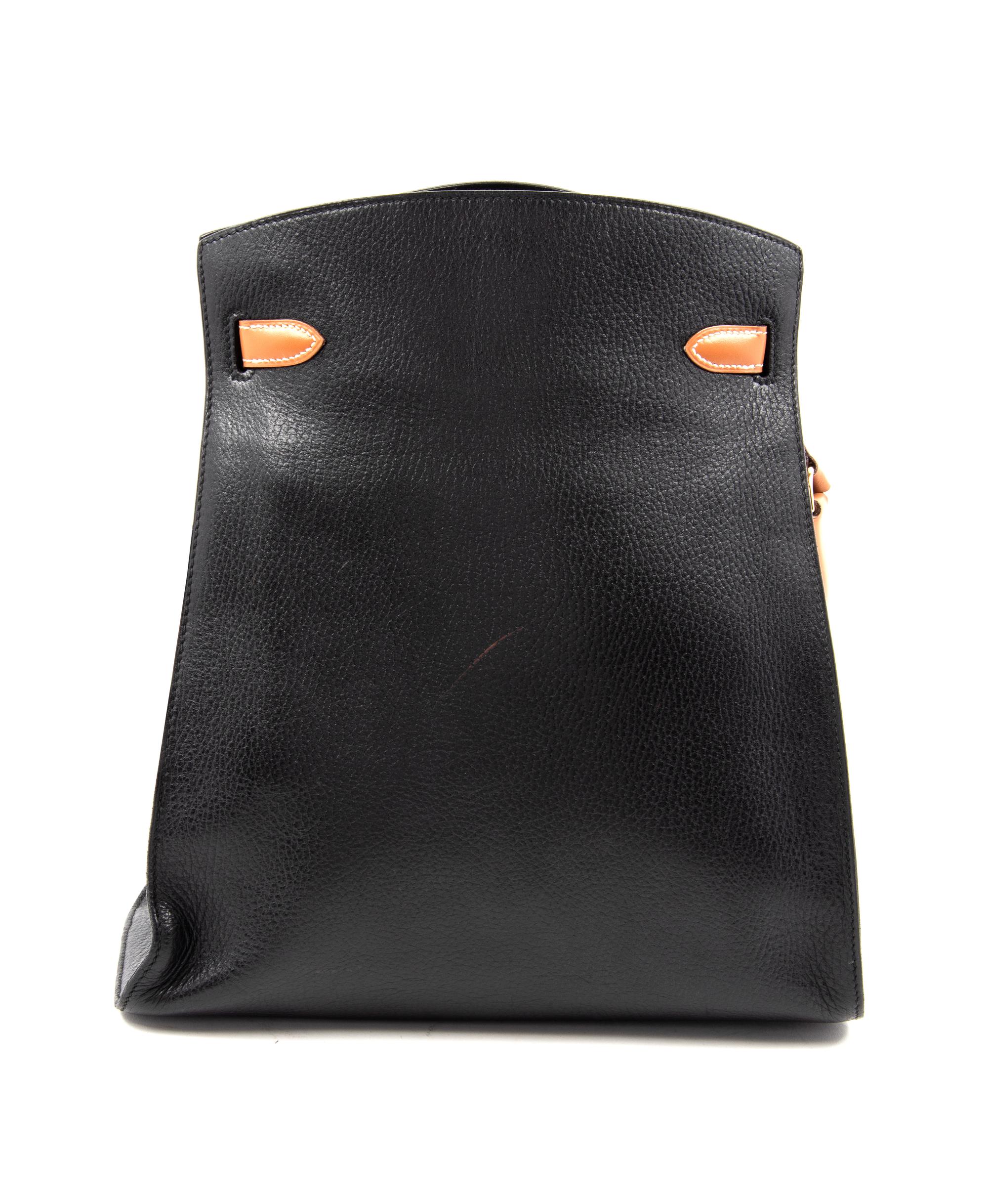 Hermès Black Leather Kelly Sport Bag, 30cm, 1986