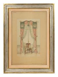A Pair of French Hand-Colored Engravings of Window Designs