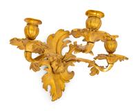 A Pair of Louis XV Style Gilt Bronze Three-Light Sconces