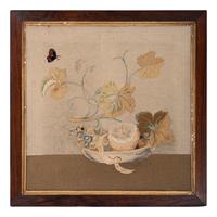 Two Embroidered Feltwork Pictures of Fruit