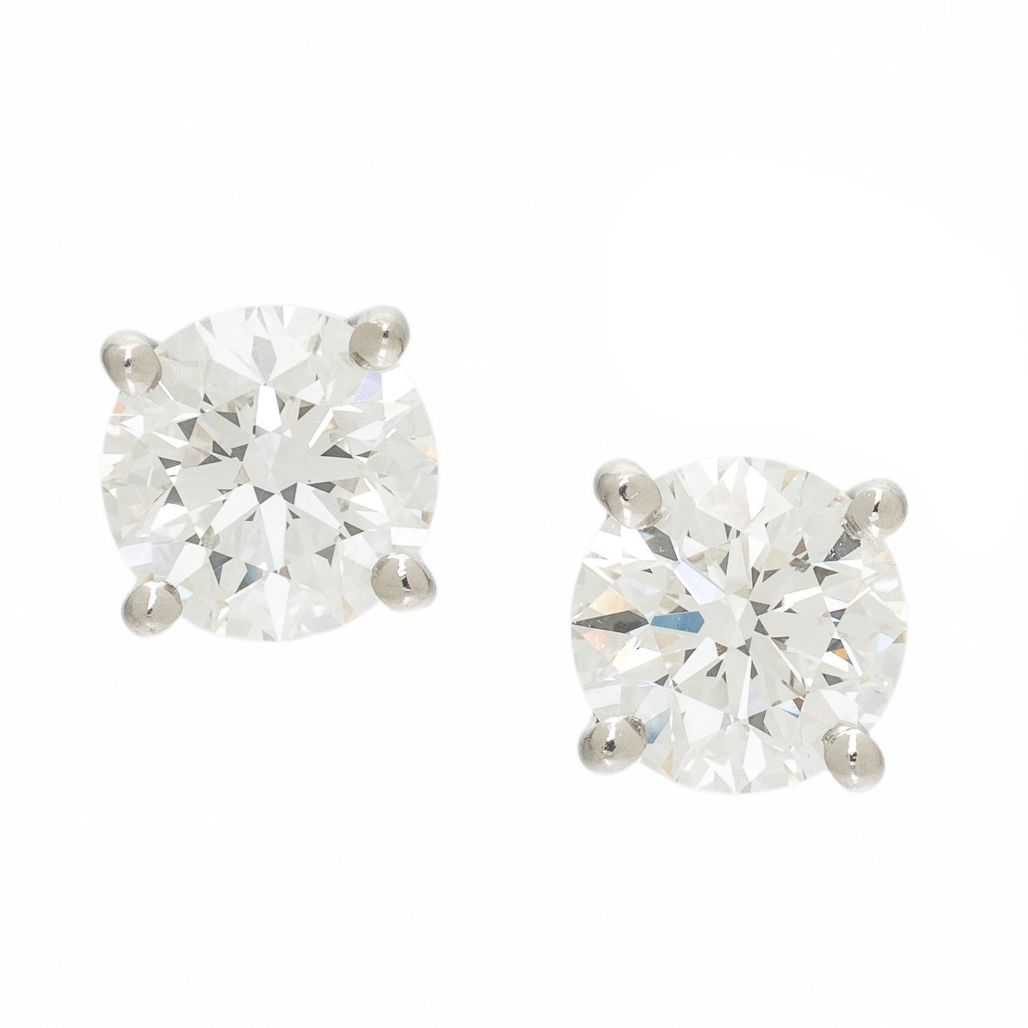TIFFANY & CO., DIAMOND AND PLATINUM STUD EARRINGS