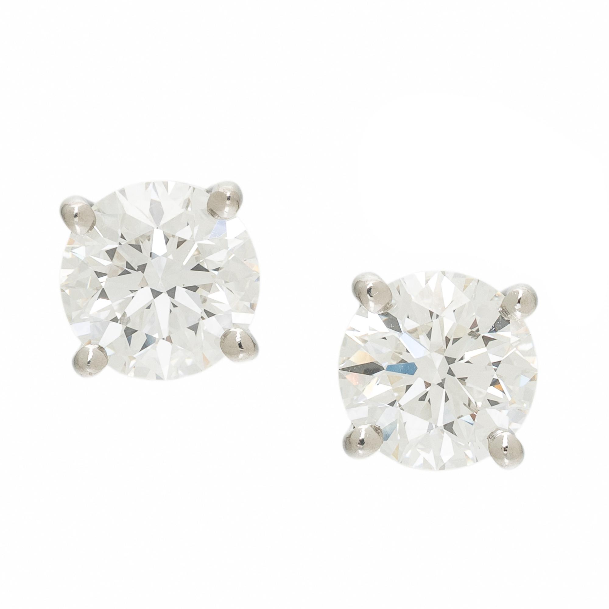 TIFFANY & CO., DIAMOND AND PLATINUM STUD EARRINGS