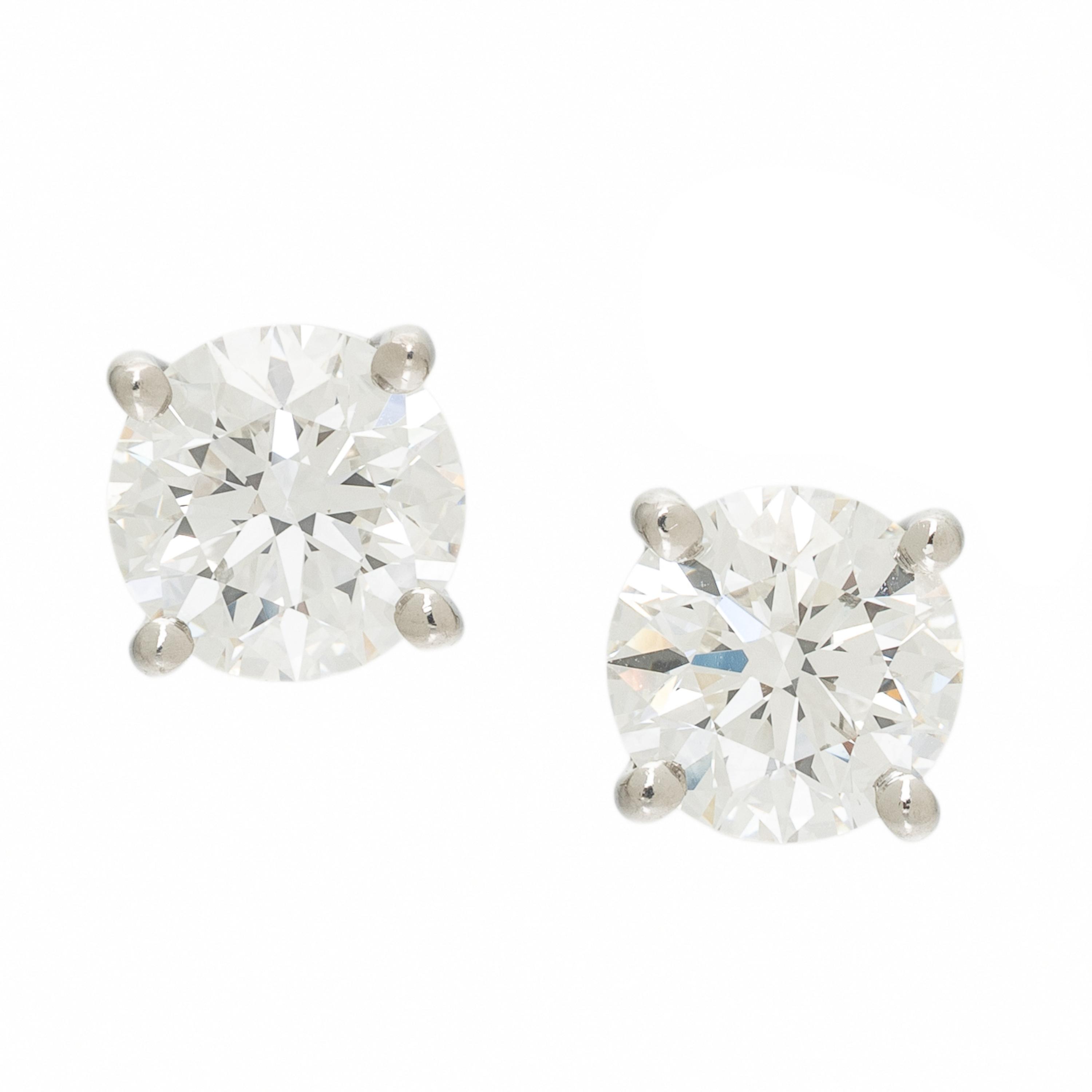 TIFFANY & CO., DIAMOND AND PLATINUM STUD EARRINGS