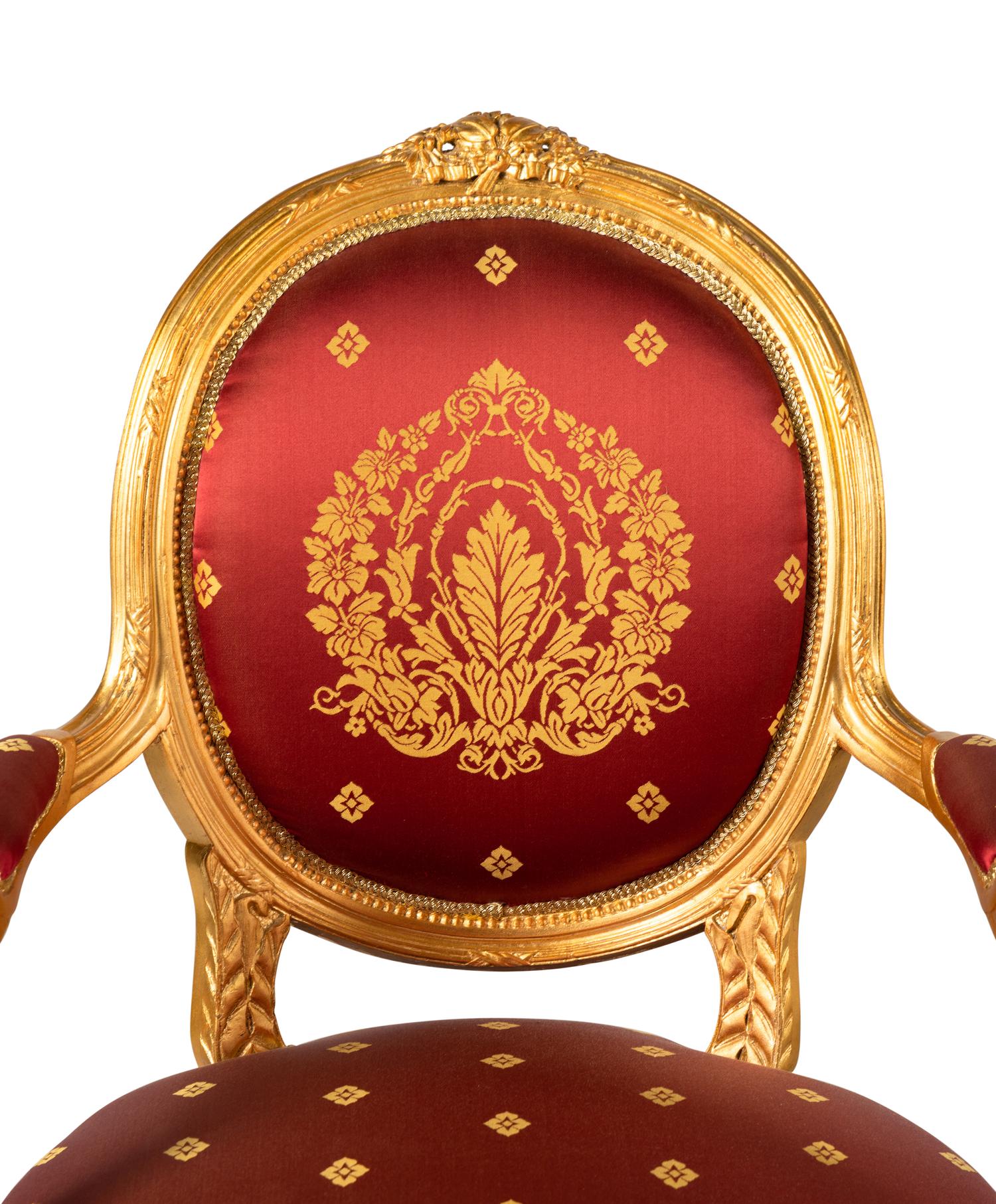 A Louis XVI Style Giltwood Four-Piece Salon Suite
