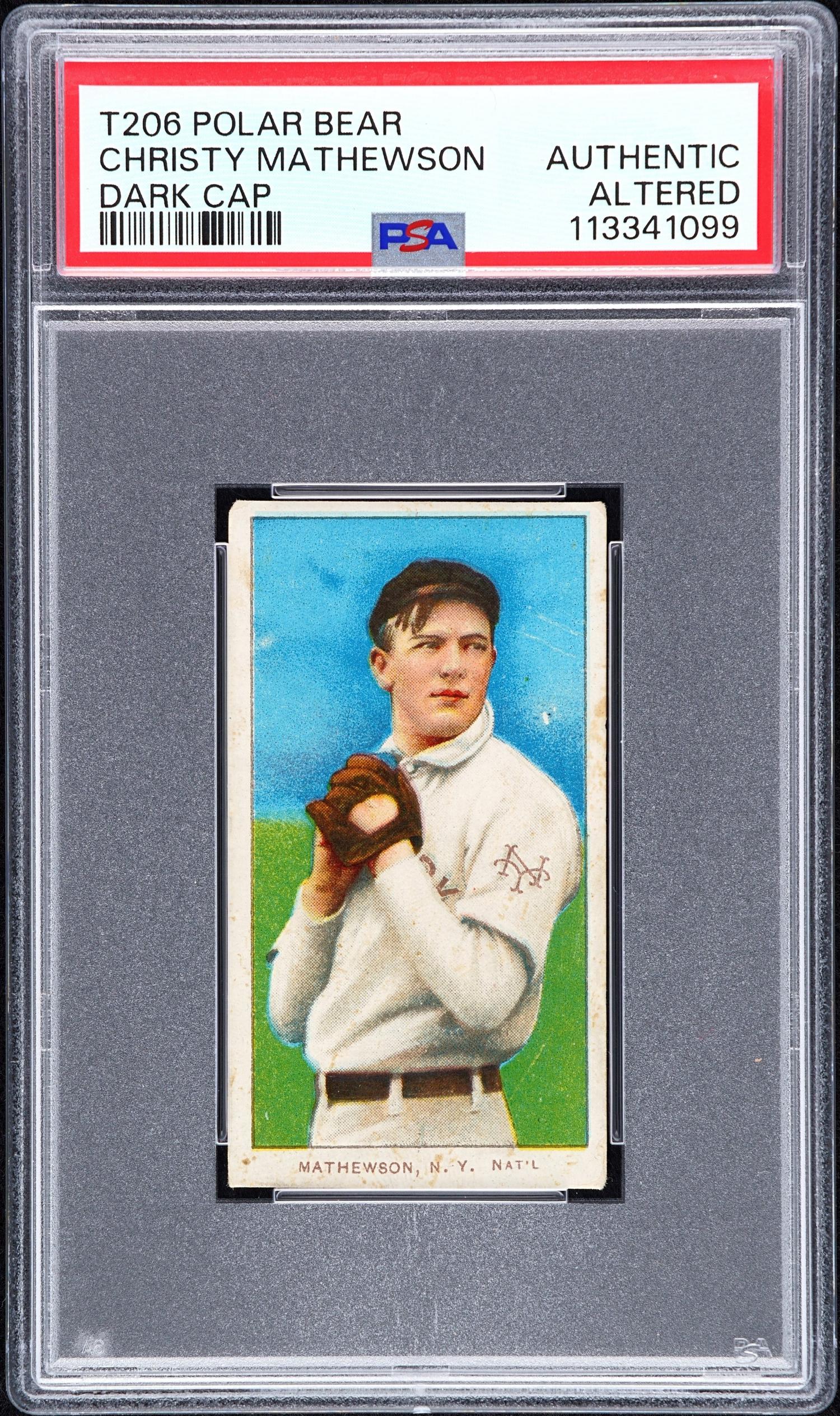 A 1909-11 T206 Christy Mathewson Baseball Card (Polar Bear) (PSA Authentic Altered)