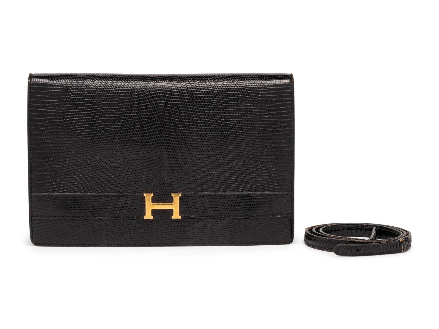 Hermès Annie Clutch in Black Lizard, 1978