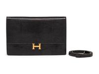Hermès Annie Clutch in Black Lizard, 1978