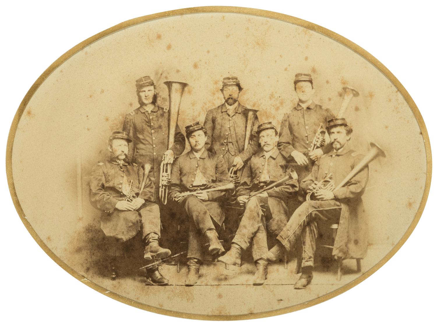 [CIVIL WAR]. Oversize albumen photograph of a Civil War brass band.