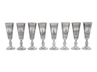 A Set of Eight Russian Niello Silver Cordials