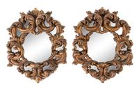 A Pair of Italian Baroque Giltwood Mirrors Height 25 x width 20 inches. — VENICE, 18TH CENTURY