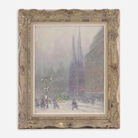 Johann Berthelsen (American, 1883–1972) New York Under Snow - St. Patrick's Cathedral