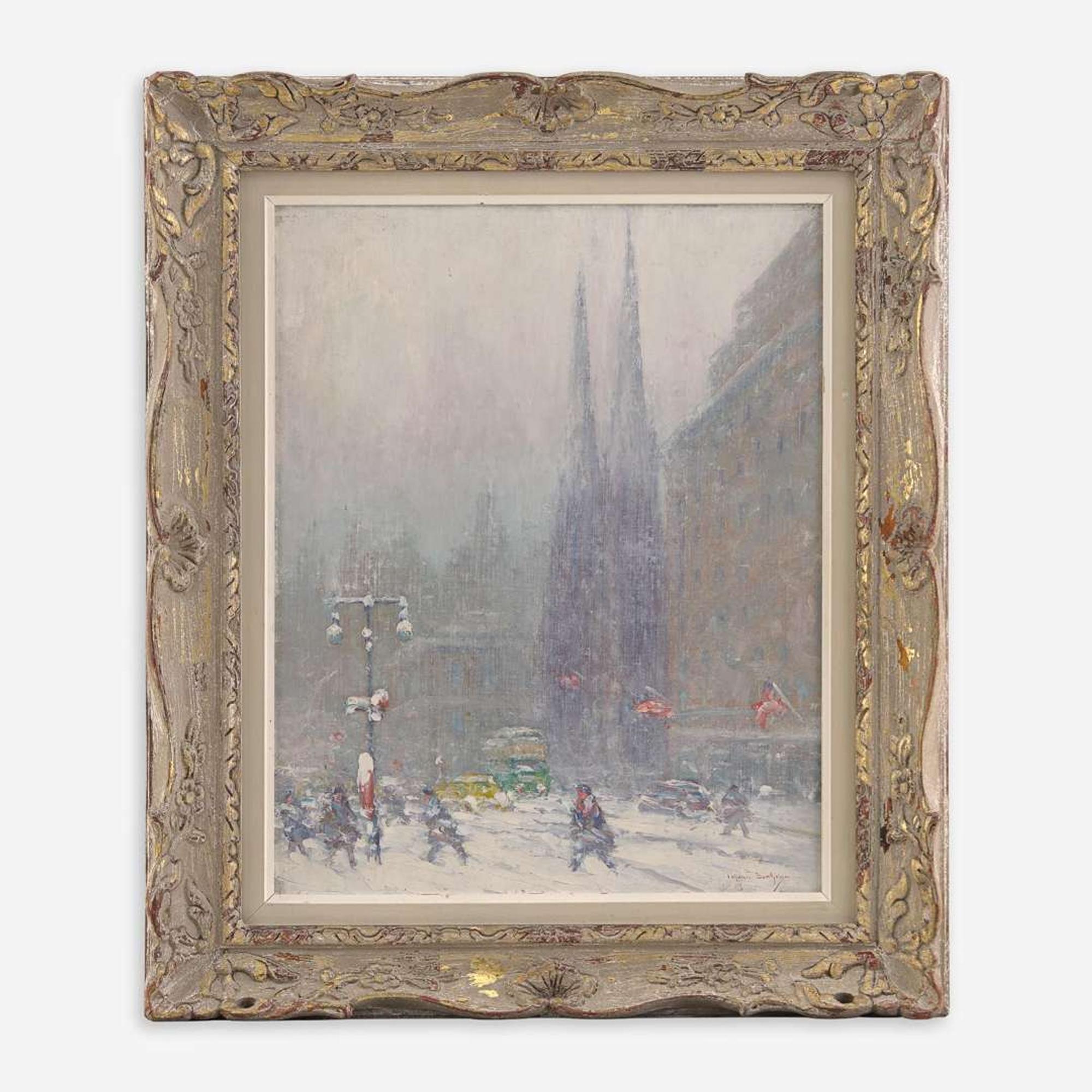 Johann Berthelsen (American, 1883–1972) New York Under Snow - St. Patrick's Cathedral