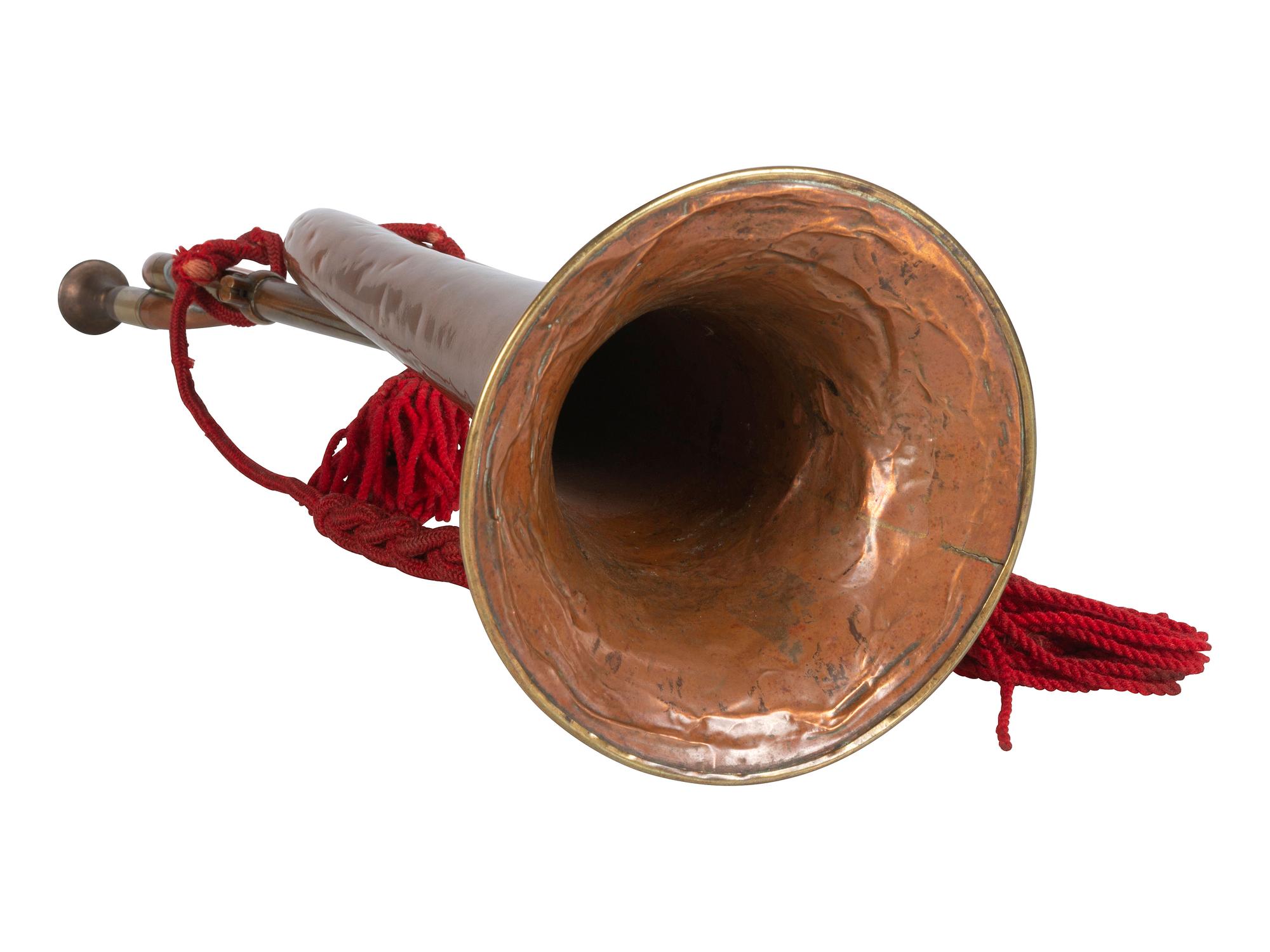 [CIVIL WAR]. Bugle with artillery cords, ca 1860s.